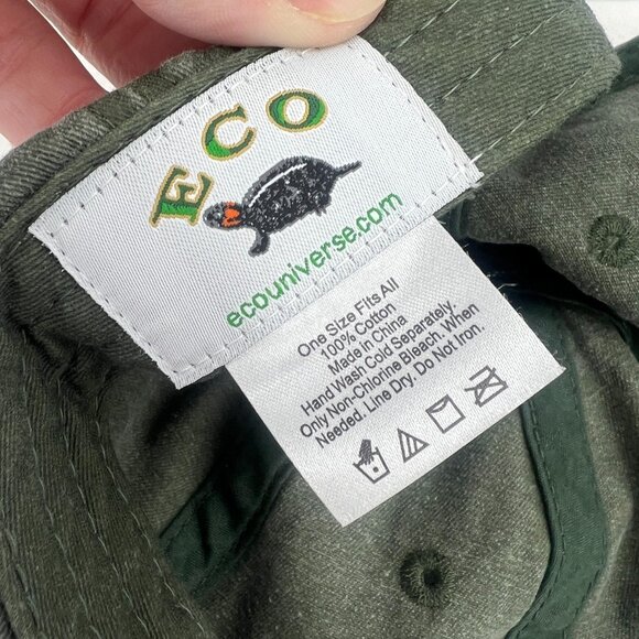 NWT Eco Headwear Green Bee Baseball Cap Vintage Look OS 100% Cotton - Picture 3 of 3